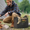 BORSA IN FELTRO PORTALEGNA DA INTERNO CON MANICI IN LEGNO, CAPACITÀ 15 KG, 45X32X40 CM, GRIGIO