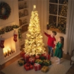 ALBERO DI NATALE INNEVATO CON 180 LUCI LED A 11 EFFETTI E 479 RAMI, Ï65X180 CM, VERDE E BIANCO