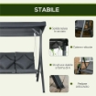 DONDOLO DA GIARDINO 3 POSTI CON TETTUCCIO REGOLABILE, IN ACCIAIO E POLIESTERE, 202X115X168 CM, GRIGIO SCURO