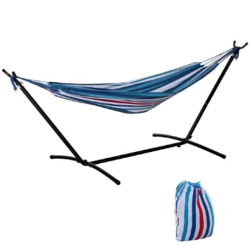 AMACA AUTOPORTANTE CON SUPPORTO, ALTEZZA REGOLABILE E BORSA DI TRASPORTO, 310X117X105 CM, BIANCO