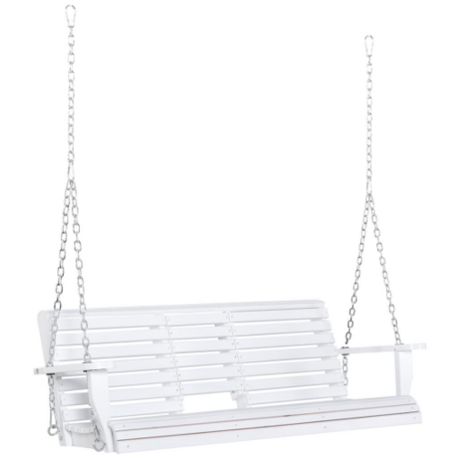 DONDOLO 3 POSTI DA ESTERNO CON TAVOLINO CENTRALE E PORTABICCHIERI, IN LEGNO E METALLO, 150X75X53 CM, BIANCO