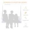 DONDOLO 3 POSTI DA ESTERNO CON TAVOLINO CENTRALE E PORTABICCHIERI, IN LEGNO E METALLO, 150X75X53 CM, BIANCO