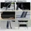 DONDOLO 3 POSTI CON TETTUCCIO REGOLABILE E CUSCINI, IN ACCIAIO E POLIESTERE, 170X110X153 CM, NERO