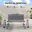 PANCHINA A DONDOLO 2 POSTI DA GIARDINO IN METALLO E TESSUTO A RETE, 120X70X85 CM, GRIGIO