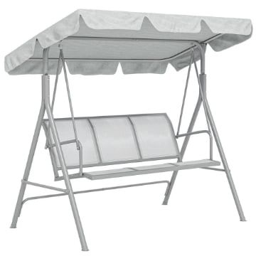 DONDOLO DA GIARDINO 3 POSTI CON TETTO PARASOLE RIMOVIBILE, 171X108X154 CM, GRIGIO CHIARO