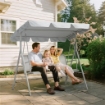 DONDOLO DA GIARDINO 3 POSTI CON TETTO PARASOLE RIMOVIBILE, 171X108X154 CM, GRIGIO CHIARO