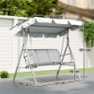 DONDOLO DA GIARDINO 3 POSTI CON TETTO PARASOLE RIMOVIBILE, 171X108X154 CM, GRIGIO CHIARO