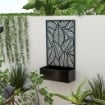 FIORIERA RIALZATA CON SPALLIERA DECORATIVA PER RAMPICANTI DA TERRA E PARETE IN METALLO, 61X23X113 CM, NERO