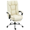 SEDIA DA UFFICIO RECLINABILE A 155¦ CON POGGIAPIEDI, DOPPIA IMBOTTITURA E RIVESTIMENTO IN FINTA PELLE, BEIGE