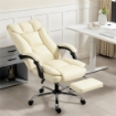 SEDIA DA UFFICIO RECLINABILE A 155¦ CON POGGIAPIEDI, DOPPIA IMBOTTITURA E RIVESTIMENTO IN FINTA PELLE, BEIGE
