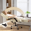 SEDIA DA UFFICIO RECLINABILE A 155¦ CON POGGIAPIEDI, DOPPIA IMBOTTITURA E RIVESTIMENTO IN FINTA PELLE, BEIGE