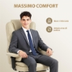 SEDIA DA UFFICIO CON POGGIAPIEDI E POGGIATESTA, IN PELLE PU, SCHIUMA E METALLO, 76X73X117-125 CM, BIANCO CREMA