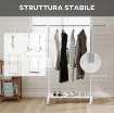 STENDIBIANCHERIA ESTENSIBILE CON RUOTE E FRENO, RIPIANO PORTA SCARPE E STRUTTURA IN ACCIAIO INOX, BIANCO