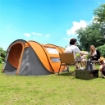 TENDA DA CAMPEGGIO POP UP 2 POSTI CON 2 PORTE, 4 FINESTRE E TELO IMPERMEABILE, 263.5X220X123 CM, ARANCIONE