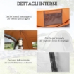 TENDA DA CAMPEGGIO POP UP 2 POSTI CON 2 PORTE, 4 FINESTRE E TELO IMPERMEABILE, 263.5X220X123 CM, ARANCIONE