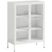 MOBILE PORTADOCUMENTI IN ACCIAIO CON 2 ANTE IN VETRO E RIPIANI REGOLABILI, 80X40X110 CM, BIANCO