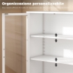 MOBILE PORTADOCUMENTI IN ACCIAIO CON 2 ANTE IN VETRO E RIPIANI REGOLABILI, 80X40X110 CM, BIANCO