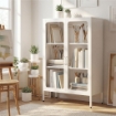 MOBILE PORTADOCUMENTI IN ACCIAIO CON 2 ANTE IN VETRO E RIPIANI REGOLABILI, 80X40X110 CM, BIANCO