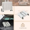 CARRELLO SPESA PIEGHEVOLE, CARRELLO IN ALLUMINIO, RUOTE PER SCALE, BIANCO