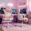 SEDIA GAMING POLTRONA GAMING ERGONOMICA RECLINABILE POGGIAPIEDI ROSA