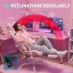 SEDIA GAMING POLTRONA GAMING ERGONOMICA RECLINABILE POGGIAPIEDI ROSA