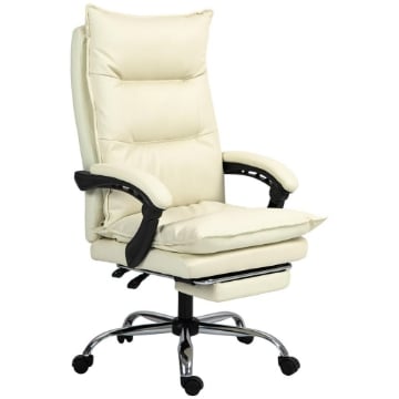 SEDIA UFFICIO ERGONOMICA SEDIA SCRIVANIA RECLINABILE, POGGIAPIEDI, BEIGE
