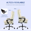 SEDIA UFFICIO ERGONOMICA SEDIA SCRIVANIA RECLINABILE, POGGIAPIEDI, BEIGE