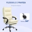 SEDIA UFFICIO ERGONOMICA SEDIA SCRIVANIA RECLINABILE, POGGIAPIEDI, BEIGE
