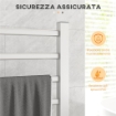 SCALDASALVIETTE ELETTRICO DA TERRA O PARETE 150W CON 8 BARRE E TIMER 2-4 ORE, 53X35X90 CM, ARGENTO