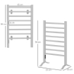 SCALDASALVIETTE ELETTRICO DA TERRA O PARETE 150W CON 8 BARRE E TIMER 2-4 ORE, 53X35X90 CM, ARGENTO