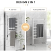 SCALDASALVIETTE ELETTRICO DA TERRA O PARETE 150W CON 8 BARRE E TIMER 2-4 ORE, 53X35X90 CM, ARGENTO