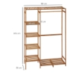 APPENDIABITI IN BAMB¨ CON SCAFFALE A 6 LIVELLI E BARRA ATTACCAPANNI, 90X30X145 CM, LEGNO NATURALE