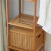 APPENDIABITI IN BAMB¨ CON SCAFFALE A 6 LIVELLI E BARRA ATTACCAPANNI, 90X30X145 CM, LEGNO NATURALE