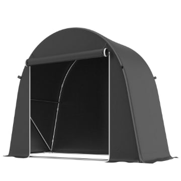 TENDA GARAGE PER BICICLETTE E ATTREZZI CON INGRESSO A CERNIERA, IN PE E METALLO, 245X120X200 CM, GRIGIO SCURO