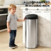 BIDONE PER RIFIUTI DA 55L CON SENSORE PER APERTURA AUTOMATICA E CHIUSURA AMMORTIZZATA, 32X30X72.5 CM, ARGENTO