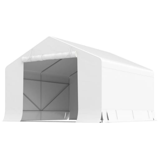 CAPANNO DA GIARDINO E TENDA GARAGE 3X3 M IMPERMEABILE CON PORTA AVVOLGIBILE, METALLO E PE, BIANCO