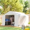 CAPANNO DA GIARDINO E TENDA GARAGE 3X3 M IMPERMEABILE CON PORTA AVVOLGIBILE, METALLO E PE, BIANCO