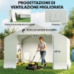 CAPANNO DA GIARDINO E TENDA GARAGE 3X3 M IMPERMEABILE CON PORTA AVVOLGIBILE, METALLO E PE, BIANCO