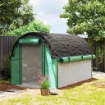 SERRA A TUNNEL 3X2 M CON RETE OMBREGGIANTE EXTRA, FINESTRE E INGRESSO A ZIP, IN PE E ACCIAIO, VERDE