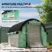 SERRA A TUNNEL 3X2 M CON RETE OMBREGGIANTE EXTRA, FINESTRE E INGRESSO A ZIP, IN PE E ACCIAIO, VERDE