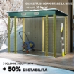 CAPANNO PORTA ATTREZZI CON 2 PRESE D'ARIA E CHIAVISTELLO, IN ACCIAIO, 249X121X183 CM, VERDE