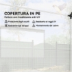 SERRA A TUNNEL 2X3X2 M CON PORTE E FINESTRE AVVOLGIBILI E TETTO A PUNTA, IN ACCIAIO E PE, BIANCO