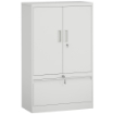 MOBILE DA UFFICIO IN ACCIAIO CON RIPIANO INTERNO REGOLABILE E CASSETTO, 80X40X130 CM, BIANCO