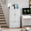 MOBILE DA UFFICIO IN ACCIAIO CON RIPIANO INTERNO REGOLABILE E CASSETTO, 80X40X130 CM, BIANCO