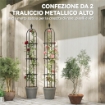 SET 2 SUPPORTI PER PIANTE RAMPICANTI ALTI 1.7 M IN ACCIAIO ANTIRUGGINE CON DECORAZIONI, NERO