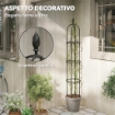 SET 2 SUPPORTI PER PIANTE RAMPICANTI ALTI 1.7 M IN ACCIAIO ANTIRUGGINE CON DECORAZIONI, NERO