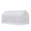 SERRA A TUNNEL ANTI-UV CON 6 FINESTRE A RETE E INGRESSO ARROTOLABILE, IN METALLO E PE, 4X2X2 M, BIANCO
