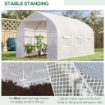 SERRA A TUNNEL ANTI-UV CON 6 FINESTRE A RETE E INGRESSO ARROTOLABILE, IN METALLO E PE, 4X2X2 M, BIANCO