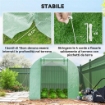 SERRA A TUNNEL ANTI-UV CON 6 FINESTRE A RETE E INGRESSO ARROTOLABILE, IN METALLO E PE, 4X2X2 M, VERDE