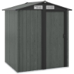 CASETTA DA GIARDINO PORTA ATTREZZI IN ACCIAIO CON TETTO INCLINATO E 4 PRESE D'ARIA, 152X132X188 CM, GRIGIO